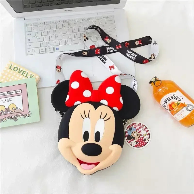 Original Disney Anime Kawaii Minnie Mickey Mouse Silicone One Shoulder Bag Leisure Fashion Zero Purse Birthday Gift For Girl