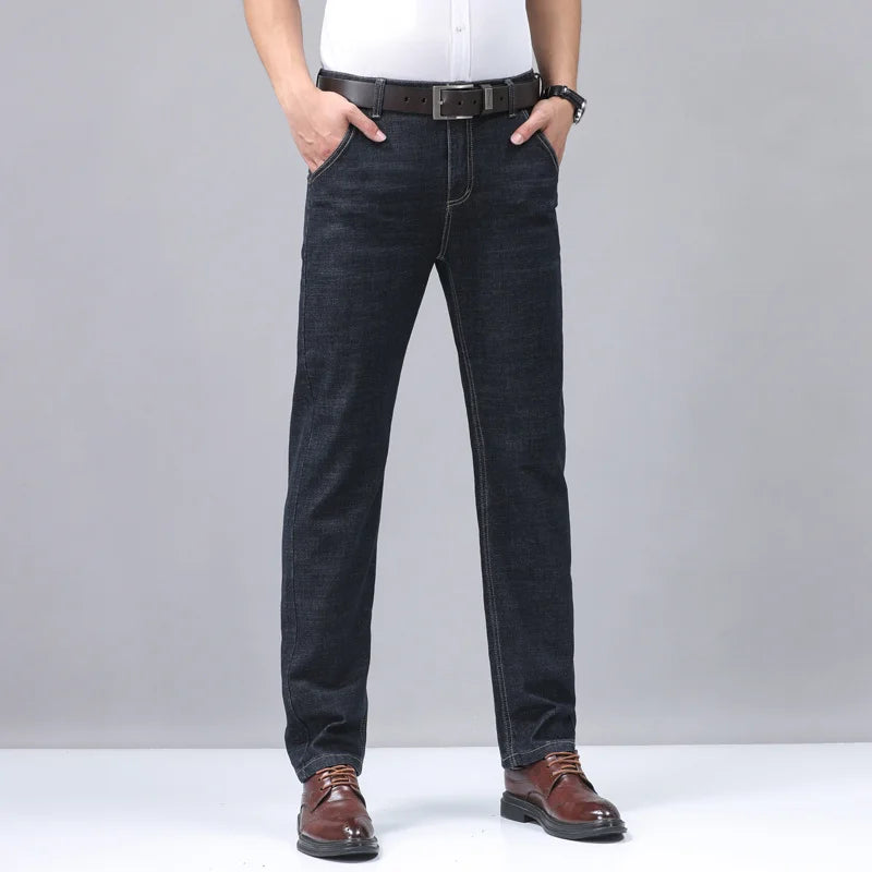 Casual Men Classic Business Jeans 2024 Summer Autumn Slim Stretch Denim Trousers Male High Quality Luxury Pants Brand Clothing