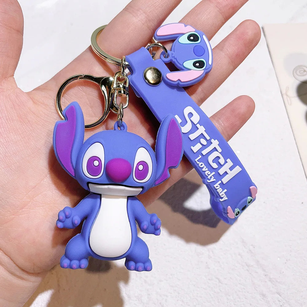 Super Mario Bros Game Stitch Disney Keychain wonder Action Figure Toy PVC Silicone Pendant Car Cartoon Bag Pendant Jewelry Gifts
