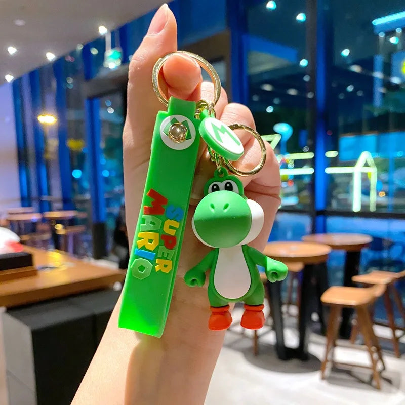 Super Mario Bros Game Stitch Disney Keychain wonder Action Figure Toy PVC Silicone Pendant Car Cartoon Bag Pendant Jewelry Gifts