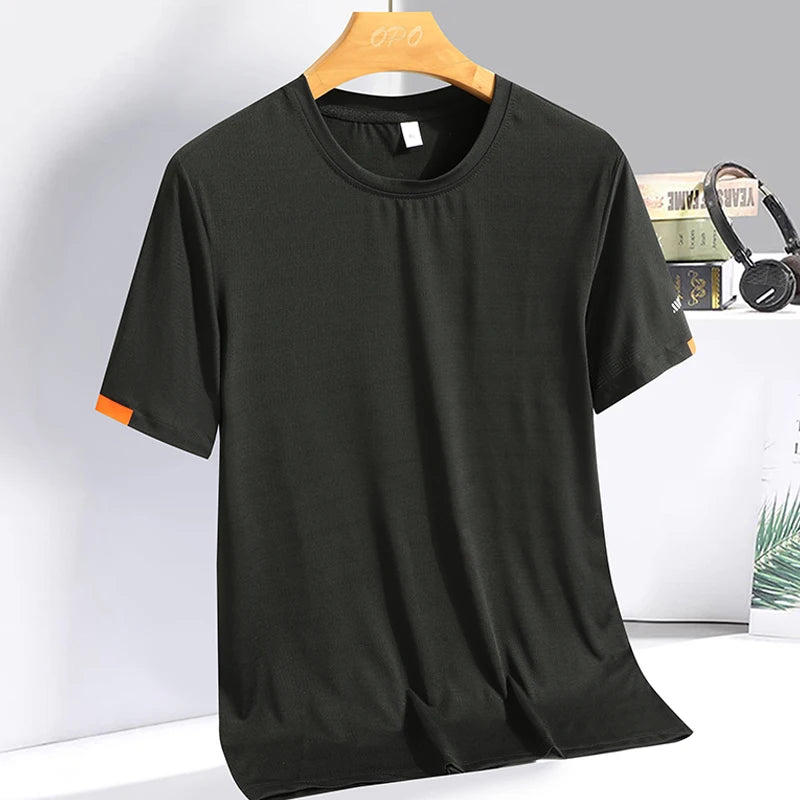 Fashion T-Shirts Men Summer Fast Dry Solid Basic Tshirts Male Tee Shirt Youth Good Quality Camping Top Clothing Plus Size M-5XL