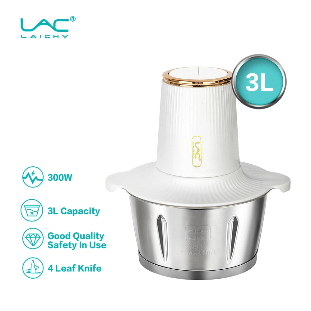 LAC Household Kitchen White 3L Mixer Commercial Electric Meat Beater Multi-function Grinder Detachable Blade With Safety Lock