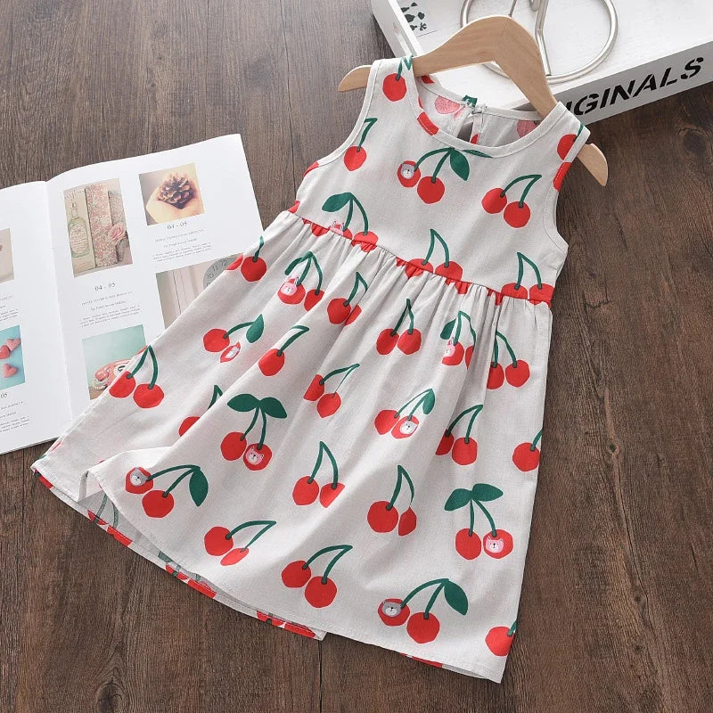 Bear Leader Summer Girls Dress Casual Princess Dresses Sleeveless Print Flower Costumes Kids Vestidos Cotton Floral Dress 2-7Y