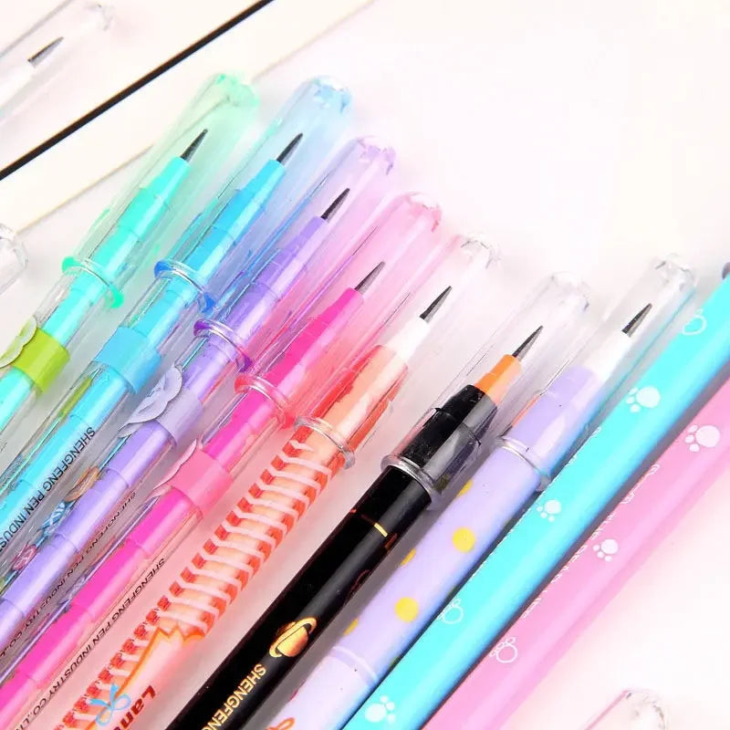 4pcs Non Sharpening Pencils Kawaii Mechanical Pencils for Kids Automatic Pens Replaceble Refills Korean Stationery School Office