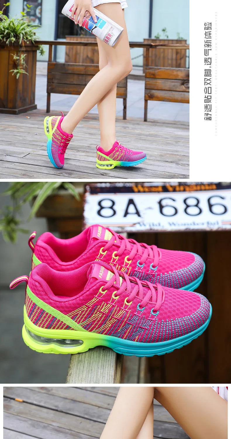 2023 New Running Shoes Breathable Outdoor Sneakers Women's Lightweight Air Cushion Sneakers Comfortable Sports Training Shoes