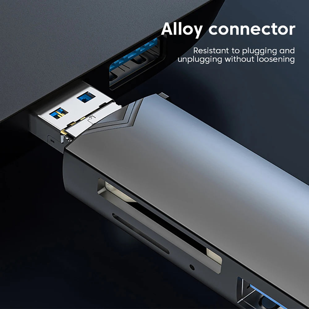 6 in 1 USB 3.0 Card Reader OTG Adapter For iPhone 15 Pro Max Xiaomi 14 Samsung Camera SD TF High-speed Transmission Accessories