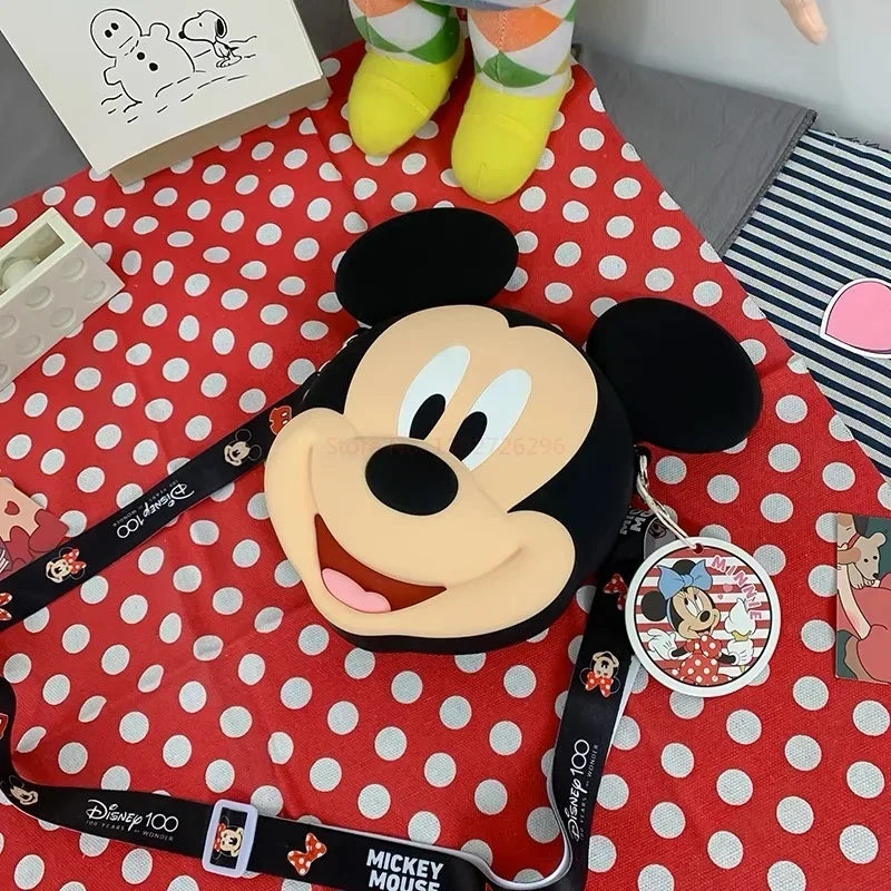 Original Disney Anime Kawaii Minnie Mickey Mouse Silicone One Shoulder Bag Leisure Fashion Zero Purse Birthday Gift For Girl