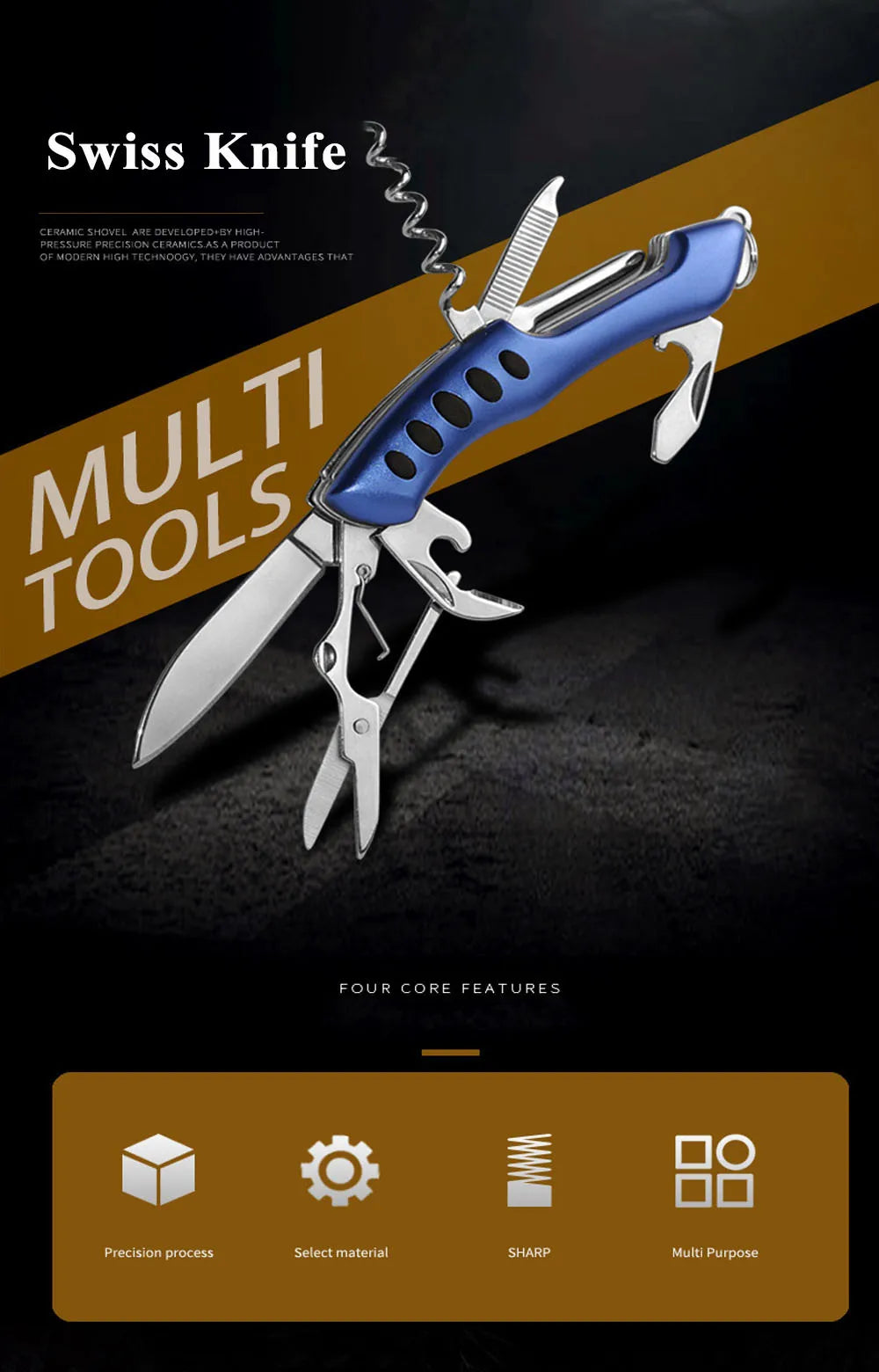 Multifunctional Swiss Knife EDC Multi-tool Portable Folding Pocket Army Knife Cutter Survival Gadgets Camping Equipment