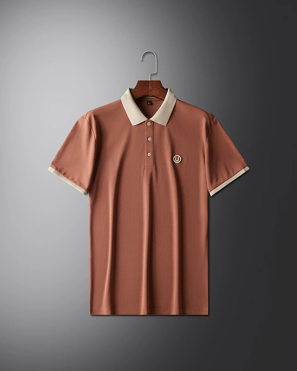 Light luxury fashion letter embroidery short sleeve POLO shirt men's summer New youth casual ice silk breathable golf T-shirt