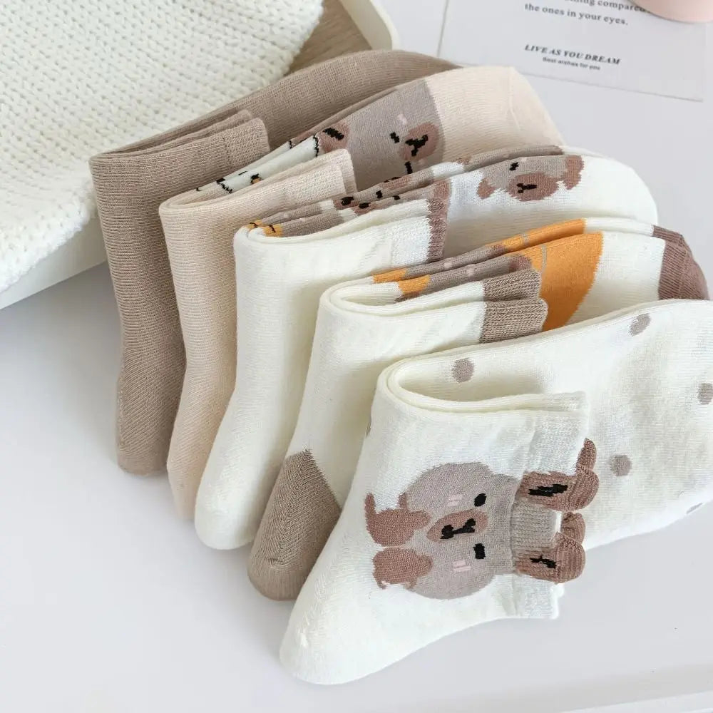Cotton Capybara Socks Breathable Soft Japanese Casual Hosiery Coffee Cartoon Mid-tube Socks Women
