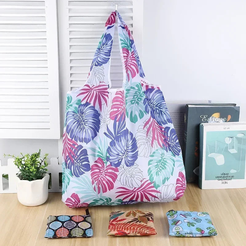 Foldable Shopper Bag Portable Eco Bag Large-Capacity Supermarket Shopping Tote Bags Women Shoulder Bag Household Products