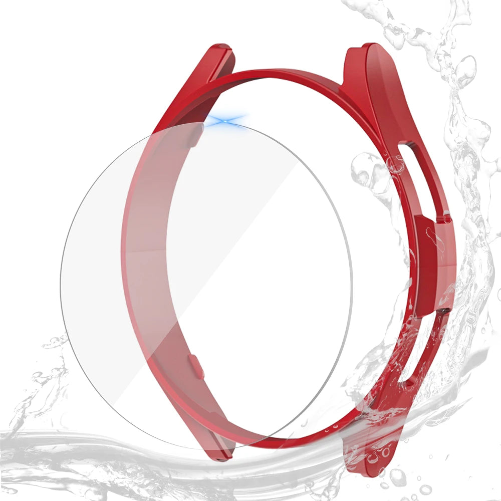 Glass+Case for Samsung Galaxy Watch 6 40mm 44mm,PC Matte Cover Protective Bumper Shell for Galaxy Watch 6 Classic 43mm 47mm
