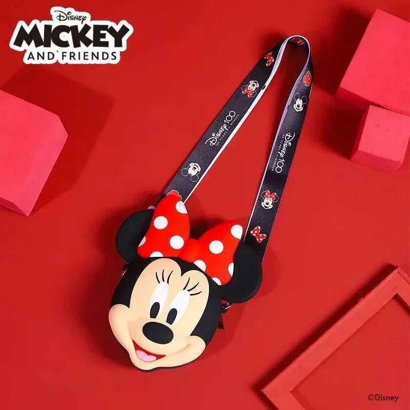 Original Disney Anime Kawaii Minnie Mickey Mouse Silicone One Shoulder Bag Leisure Fashion Zero Purse Birthday Gift For Girl