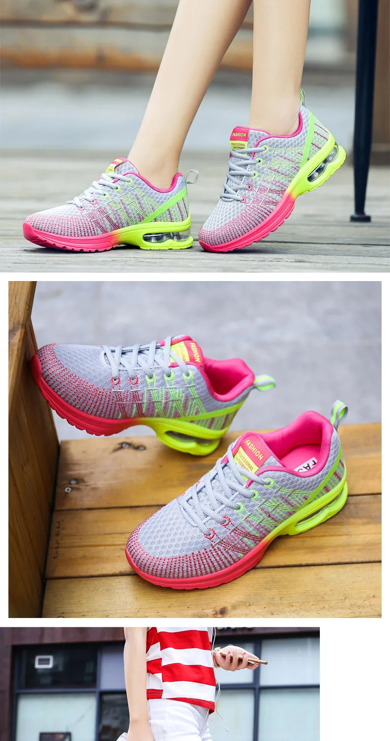 2023 New Running Shoes Breathable Outdoor Sneakers Women's Lightweight Air Cushion Sneakers Comfortable Sports Training Shoes