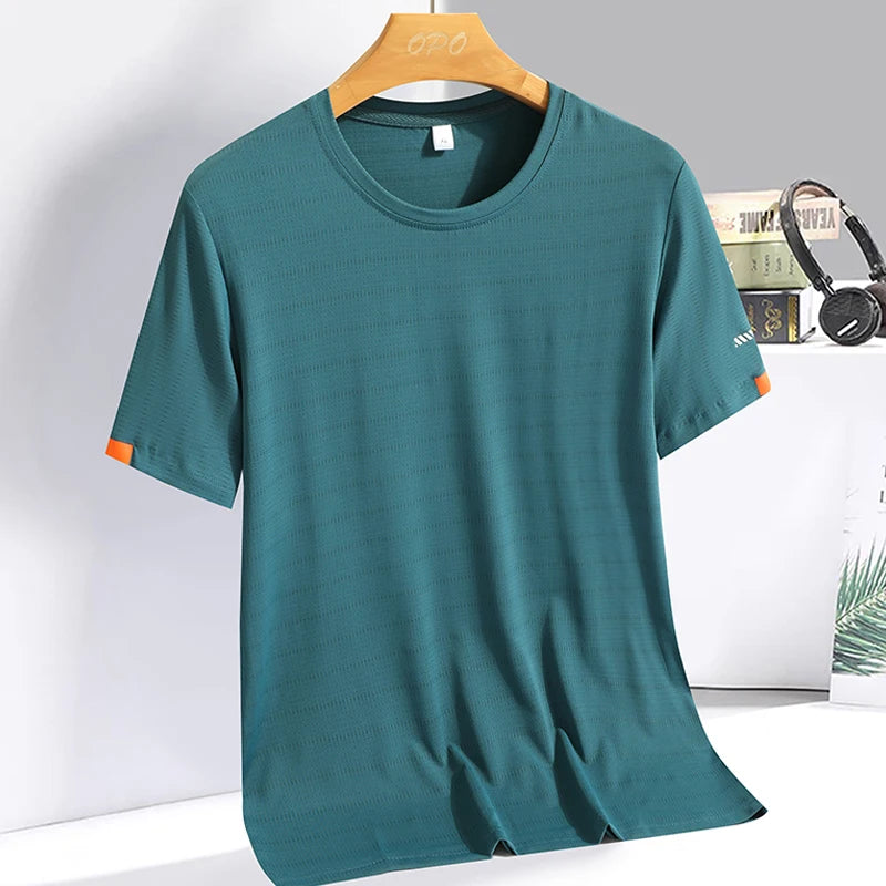 Fashion T-Shirts Men Summer Fast Dry Solid Basic Tshirts Male Tee Shirt Youth Good Quality Camping Top Clothing Plus Size M-5XL