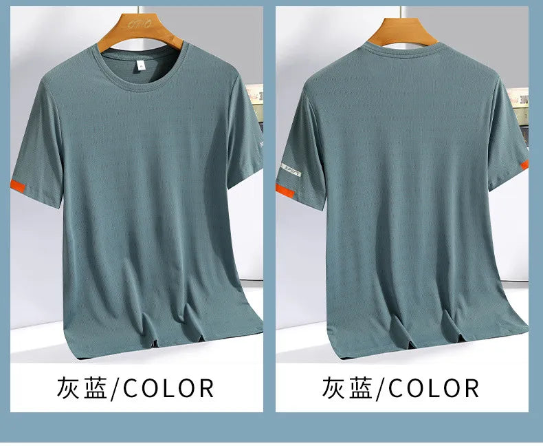 Fashion T-Shirts Men Summer Fast Dry Solid Basic Tshirts Male Tee Shirt Youth Good Quality Camping Top Clothing Plus Size M-5XL