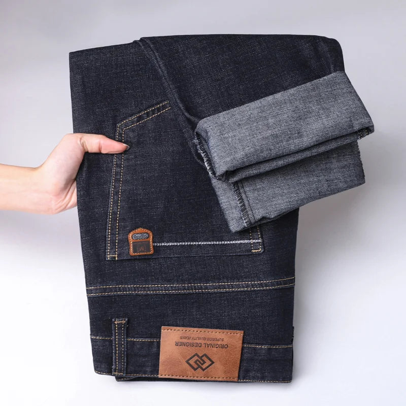 Casual Men Classic Business Jeans 2024 Summer Autumn Slim Stretch Denim Trousers Male High Quality Luxury Pants Brand Clothing