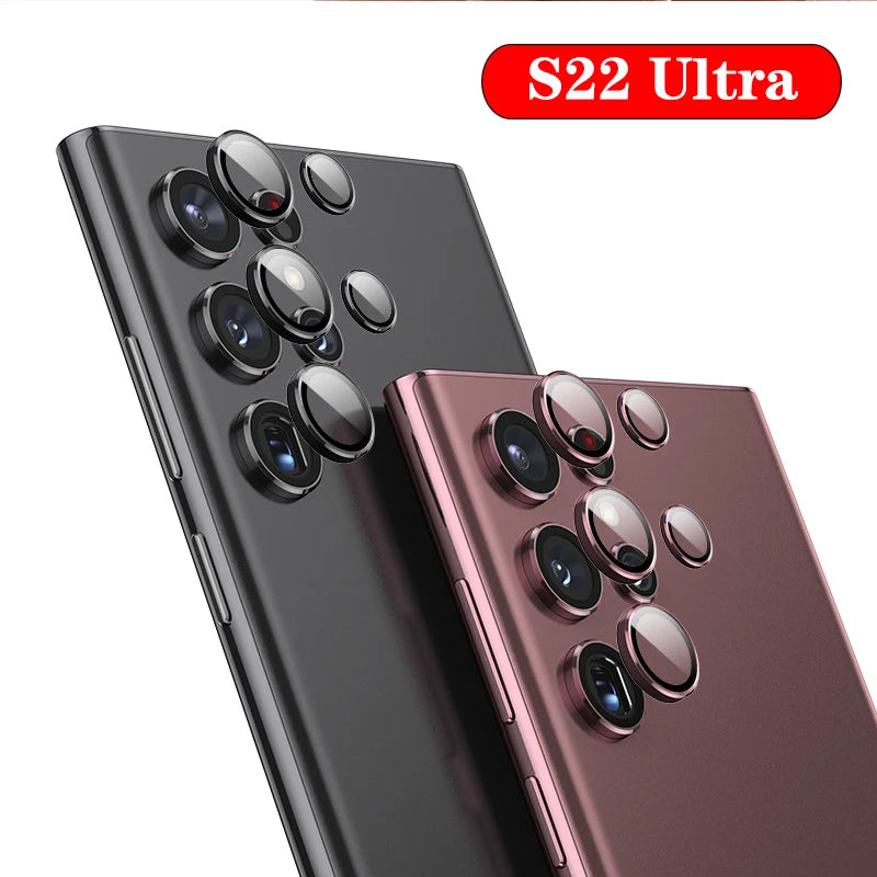 Camera Lens Glass for Samsung S22 Ultra 5G Metal Lens Ring Tempered Glass for Samsung Galaxy S23 S22 Ultra 5G Camera Lens Cover