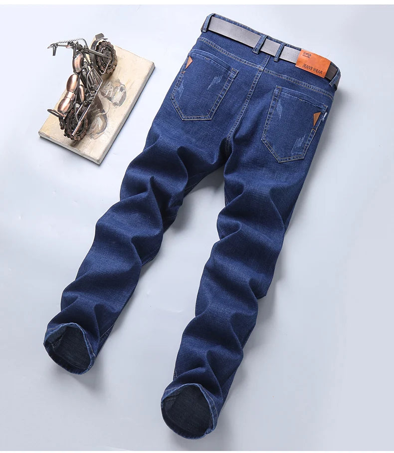 2024 New Men Classic Style Luxury Brand High-Quality Jeans Business Casual Stretch Slim Denim Pants Fashion Blue Black Trousers