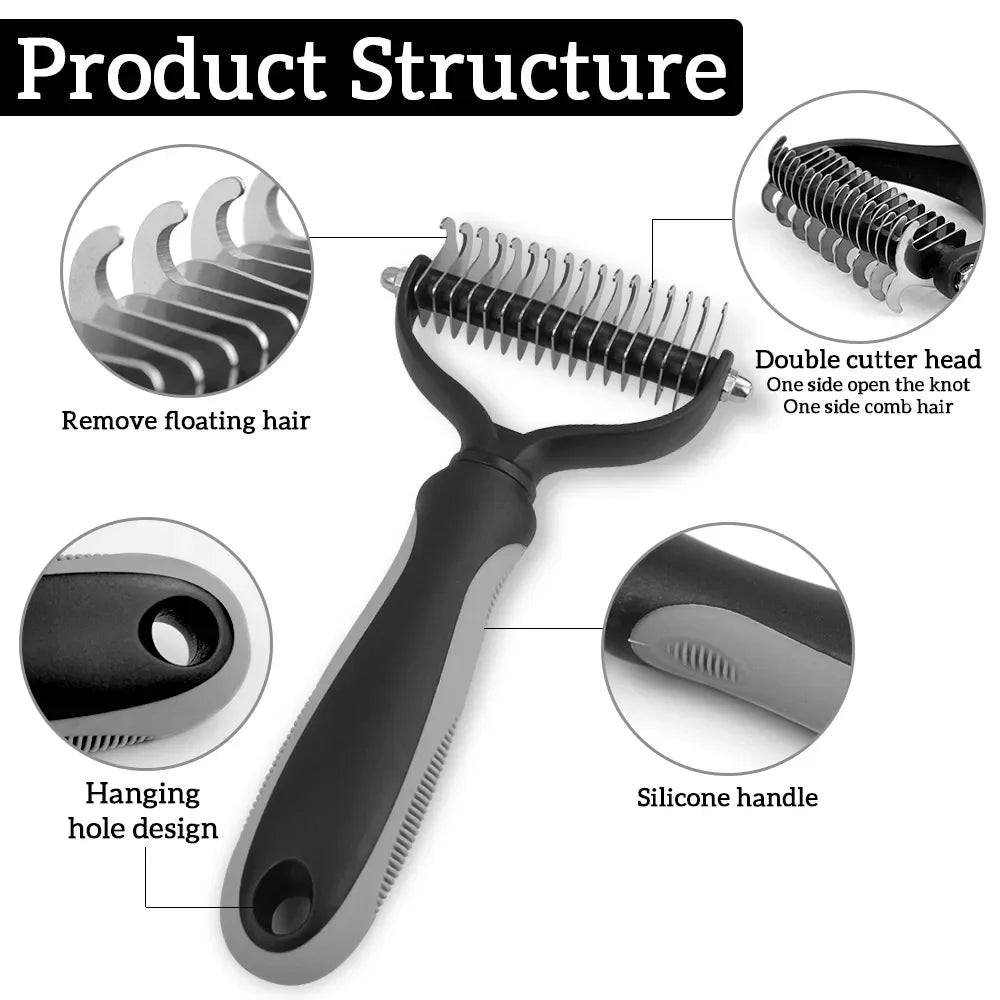 Pets Fur Knot Cutter Dog Grooming Shedding Tools Pet Cat Hair Removal Comb Brush Double sided Pet Products Suppliers