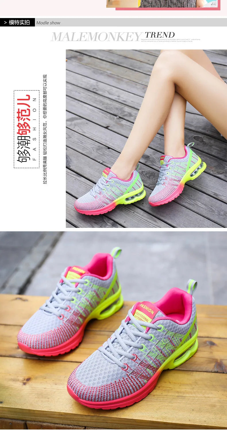 2023 New Running Shoes Breathable Outdoor Sneakers Women's Lightweight Air Cushion Sneakers Comfortable Sports Training Shoes
