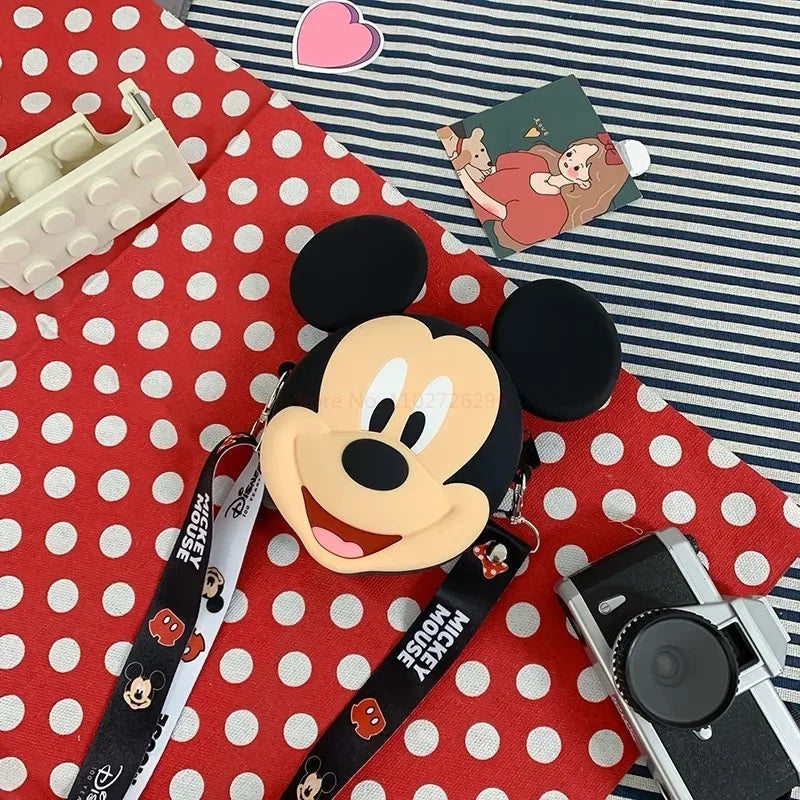 Original Disney Anime Kawaii Minnie Mickey Mouse Silicone One Shoulder Bag Leisure Fashion Zero Purse Birthday Gift For Girl