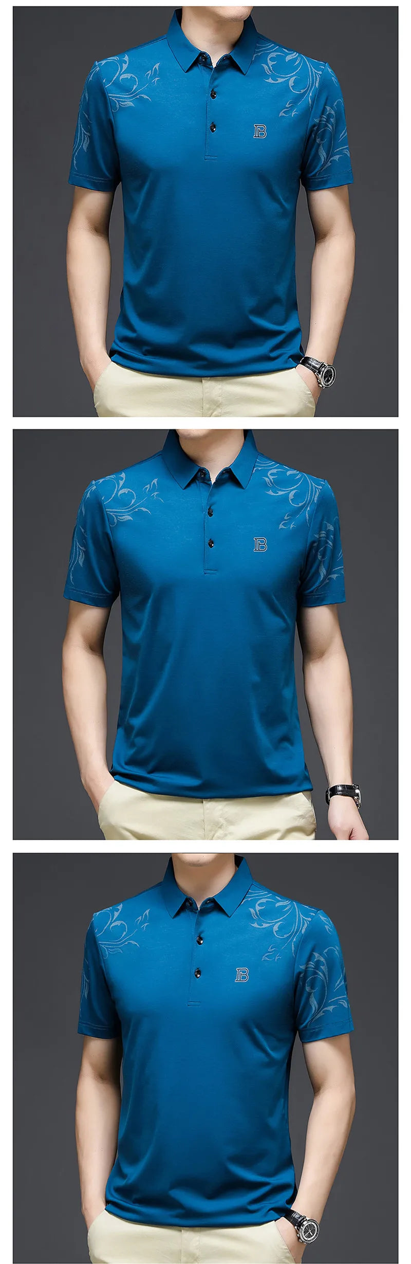 2024 New Fashion Men's Polo Shirt Short Sleeve Letter Printed Summer Shirt Solid Loose Fit Polo Shirt for Male Clothing