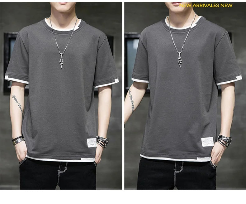 FGKKS 2024 Casual T-shirt For Men Pure Cotton Breathable Fashion Short Sleeve High Quality Design Casual T-shirt For Men