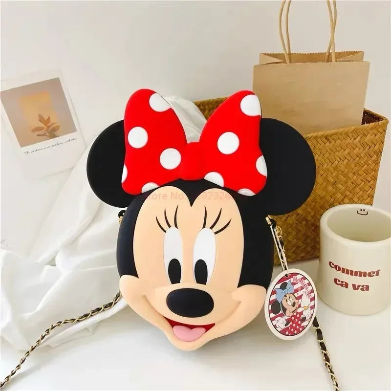 Original Disney Anime Kawaii Minnie Mickey Mouse Silicone One Shoulder Bag Leisure Fashion Zero Purse Birthday Gift For Girl