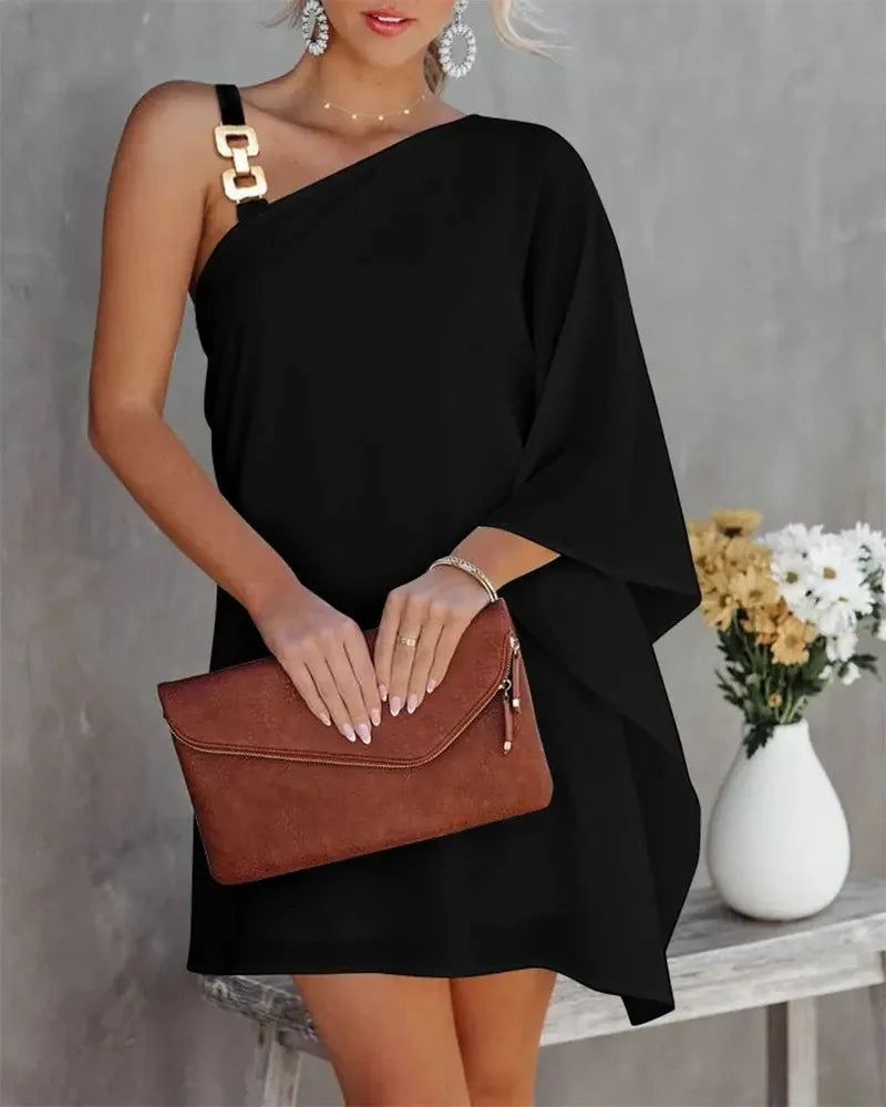 Sexy Mini Dresses For Women Summer Fashion Backless One Shoulder Beach Dress Casual Loose White New In Dresses 2024