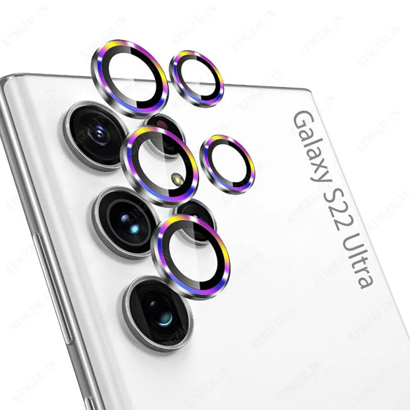 Camera Lens Glass for Samsung S22 Ultra 5G Metal Lens Ring Tempered Glass for Samsung Galaxy S23 S22 Ultra 5G Camera Lens Cover