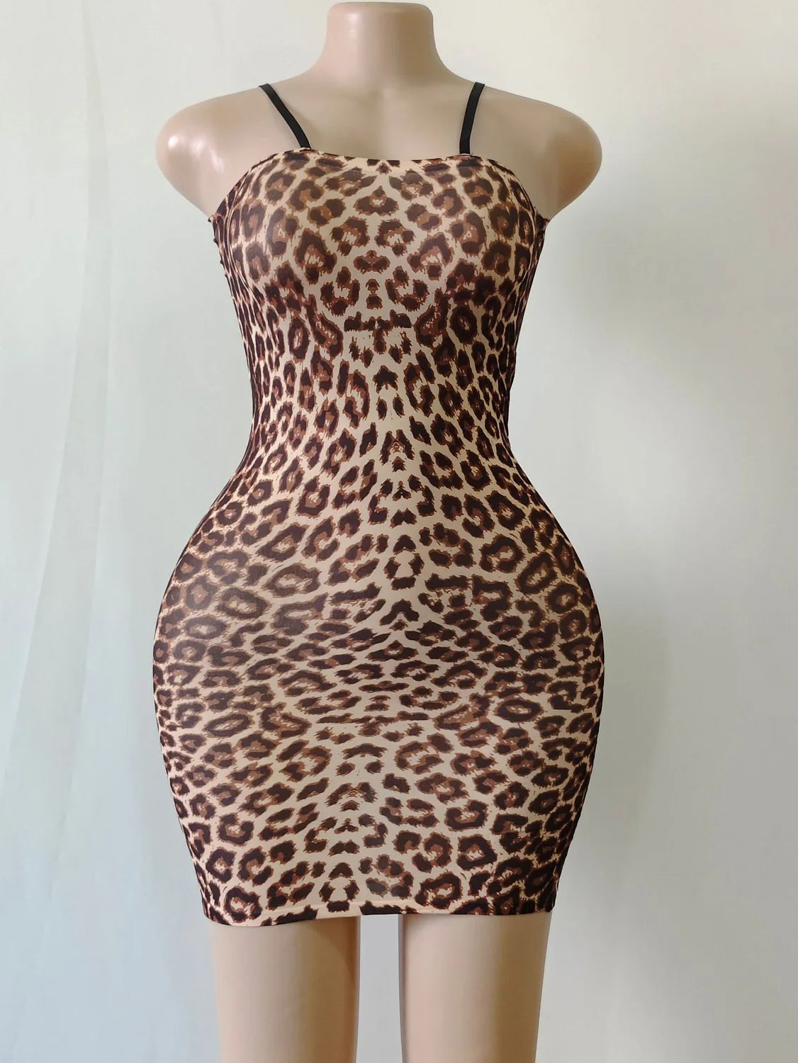 Spaghetti Strap Leopard Prints Hot Dress Bodystocking Tights Package Hip Minifalda Sexy Dresses Clubwear Lingerie Miniskirt Robe