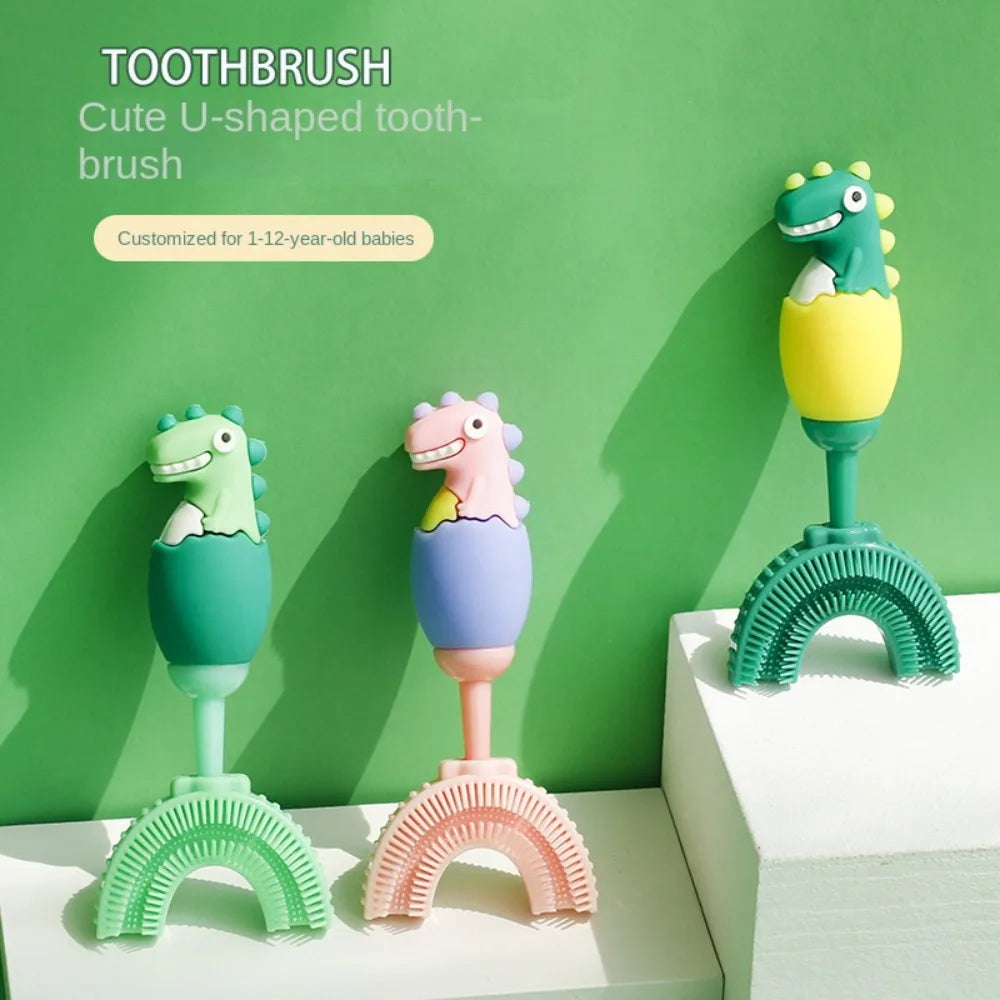 Funny 360 Degrees Kids Cartoon Toothbrush U Shape Waterproof Baby Toothbrush Silicon Children's Teethbrushes Kids