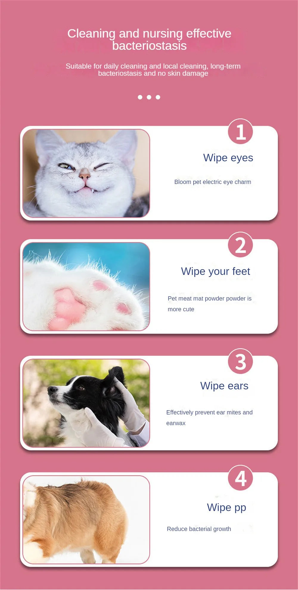 Pet Special Cleaning Pet Wipes For Cats And Dogs Special No-Wash Cleaning Body Parts Deodorant Wipes Pet Cleaning Wipes