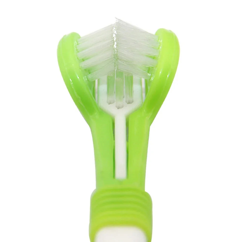 Three Sided Pet Toothbrush Three-Head Multi-angle Toothbrush Cleaning Dog Cat Brush Bad Breath Teeth Care Tool Cleaning Mouth