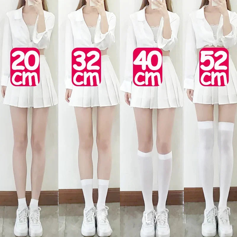 Fashion Woman Socks Cute Black White Velvet Lolita Long Socks Solid Color Knee High Socks Kawaii Cosplay JK Sexy Nylon Stockings