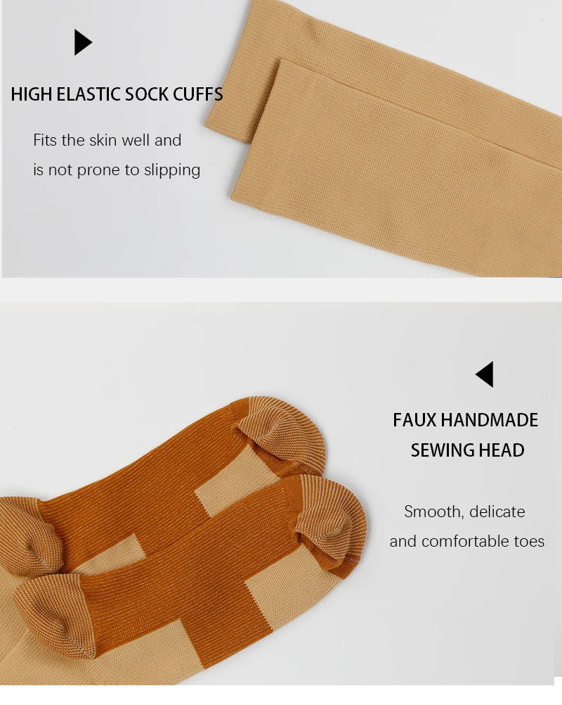 Long tube socks solid color sports pressure socks elastic socks copper compression socks on the soles outdoor cycling socks