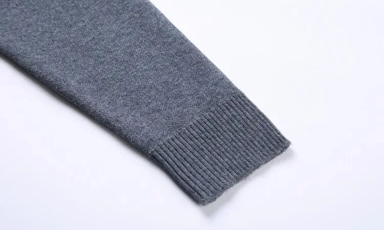 fall and winter New Men's Solid Color Half-high Neck Zipper Pullover Knit Sweater Fashion Casual Men's Warm Long-sleeved Sweater