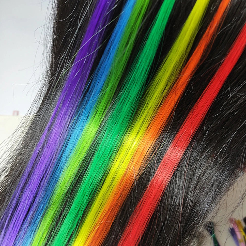 Synthetic Colored I-Tip Feather Hair Extensions10-50Strands/Pack Women's High Temperature Fiber Wig Accessories Solid Color Hair