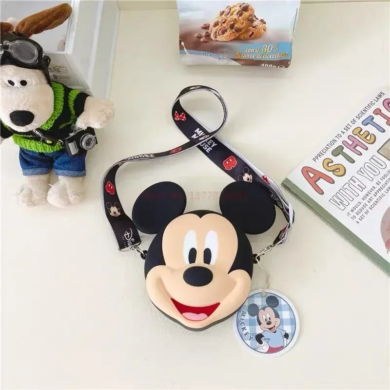 Original Disney Anime Kawaii Minnie Mickey Mouse Silicone One Shoulder Bag Leisure Fashion Zero Purse Birthday Gift For Girl