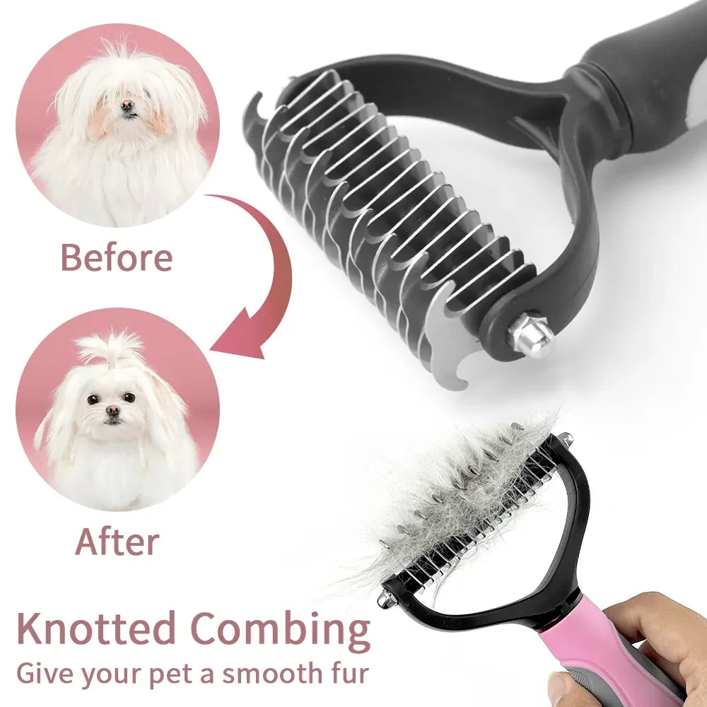 Pets Fur Knot Cutter Dog Grooming Shedding Tools Pet Cat Hair Removal Comb Brush Double sided Pet Products Suppliers