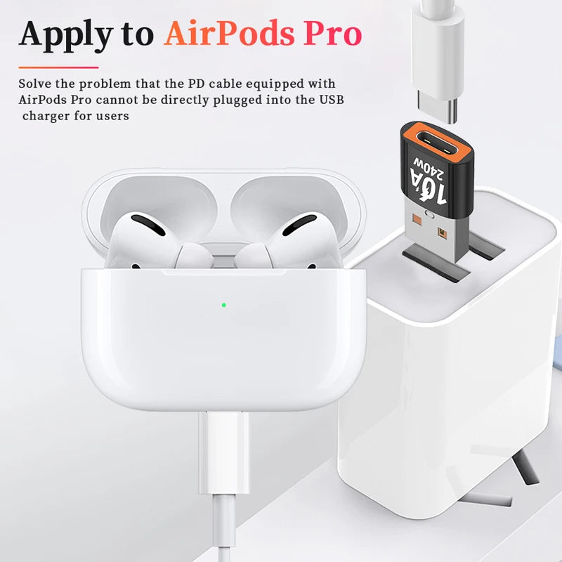 10A OTG USB Type C Female To USB A Male Adapter 240W Converter Adaptador For Xiaomi 13 12 Samsung S23 Iphone 15 14 Pro Oneplus 9