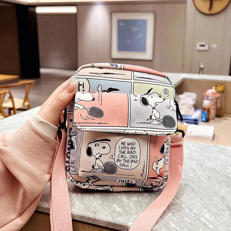 Snoopy Women Canvas Zipper Bag Preppy Style Student Tote Shoulder Messenger Bag Small Canvas Bag Satchel Travel Purse Handbag