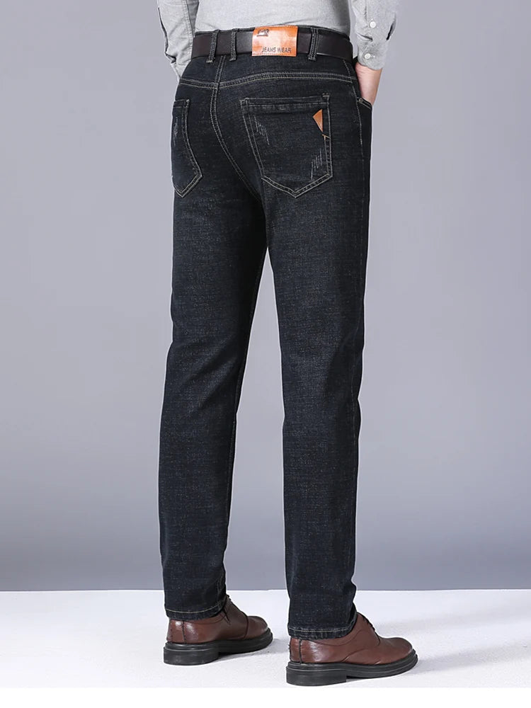 2024 New Men Classic Style Luxury Brand High-Quality Jeans Business Casual Stretch Slim Denim Pants Fashion Blue Black Trousers