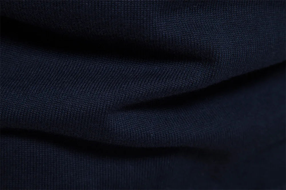 Autumn Winter Men's Sweater Half High Collar Color Matching Stripe Pullover High-quality Male Business Casual Knitwear Sweaters