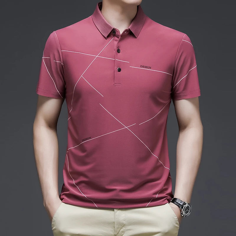 2024 Summer New Men's Printed Short Sleeved POLO Shirt Comfortable and Cool Casual Fashion T-shirt
