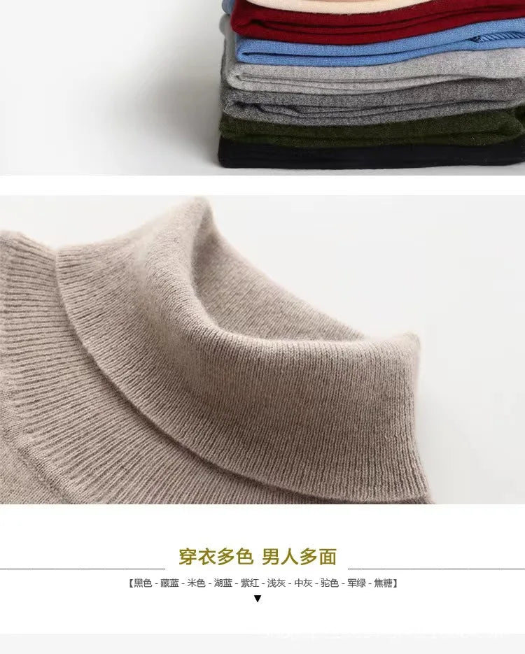 Autumn and Winter Cashmere Sweater Men's Pullover Half High Collar Soft and Warm Pullover Knitted Sweater Men's Sweater