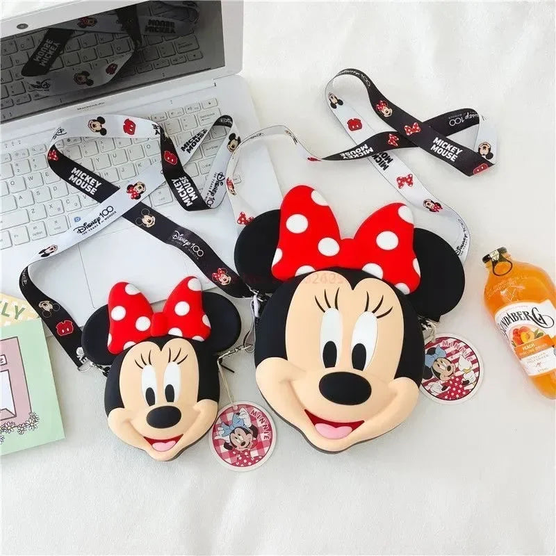 Original Disney Anime Kawaii Minnie Mickey Mouse Silicone One Shoulder Bag Leisure Fashion Zero Purse Birthday Gift For Girl