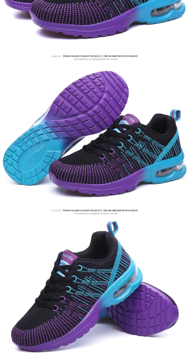 2023 New Running Shoes Breathable Outdoor Sneakers Women's Lightweight Air Cushion Sneakers Comfortable Sports Training Shoes