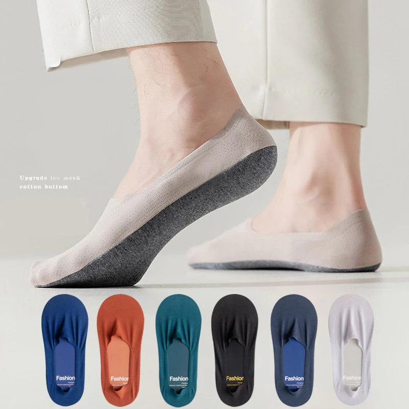 2024 New Summer Invisible Socks For Male Nylon Ice Silk Non-slip Socks No Trace Casual Breathable Sokken Classic Men's Socks